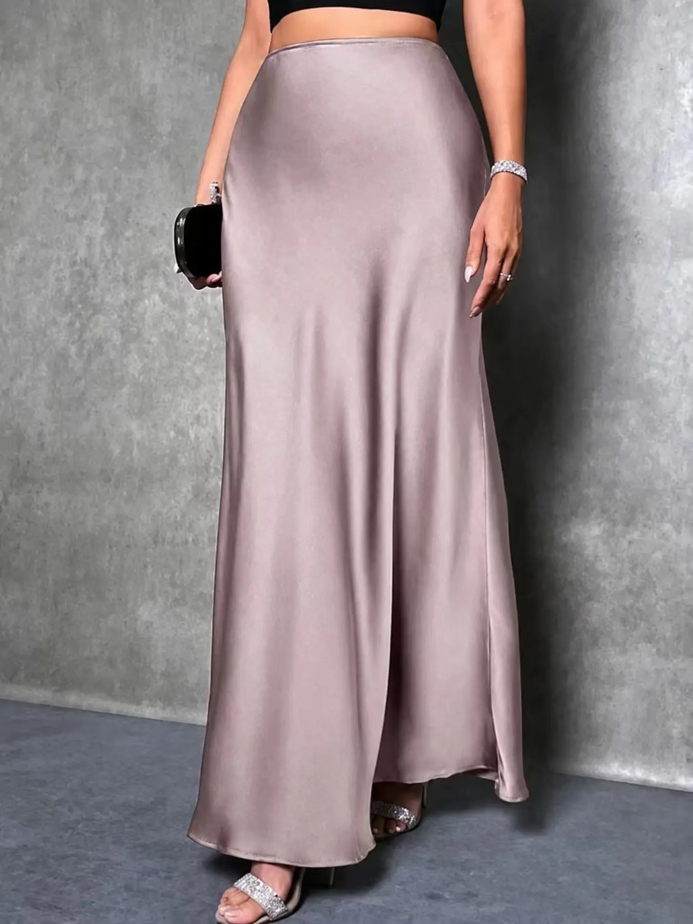 Women’s Satin Slip Maxi Skirt, Elegant High Waisted Flowy Long Skirt, Chic Office, Old Money Aesthetic, Stylish Women's Fashion