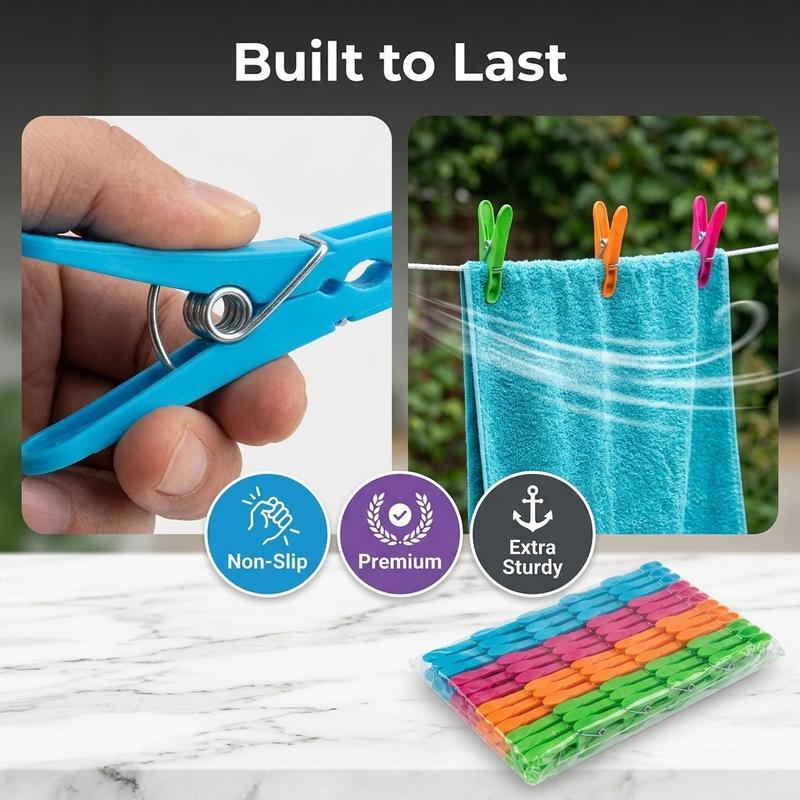 Multi functional and strong windproof clothes drying clip set, plastic colored clothes clip, home drying blanket, snack bag, sealed clip, essential storage supplies for dormitories