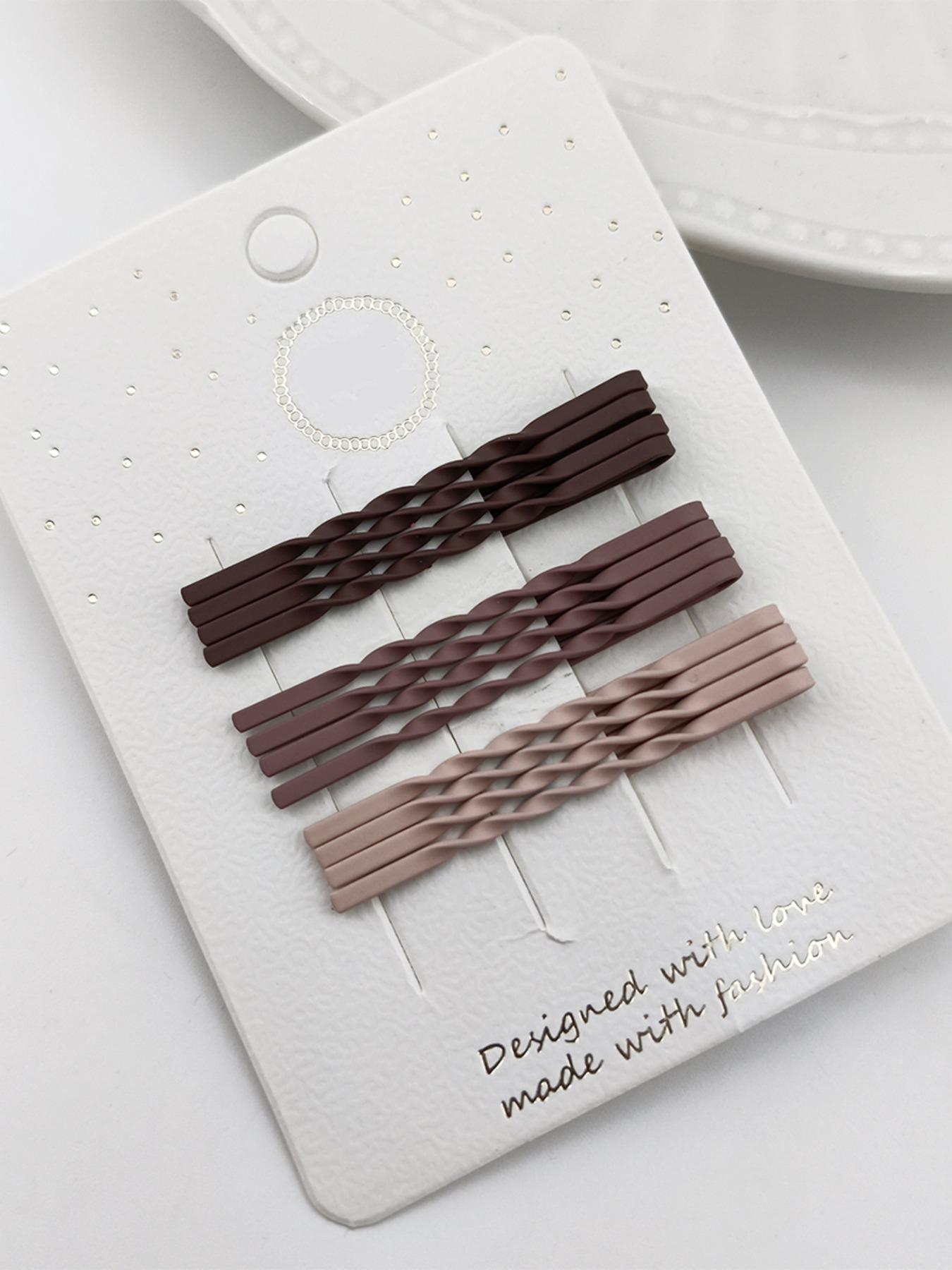 1 Pack of 12 Hair Clips, 5.5cm Braided Straight Clip, Simple Solid Color, Fragile Hair Organization, Daily Use Accessory