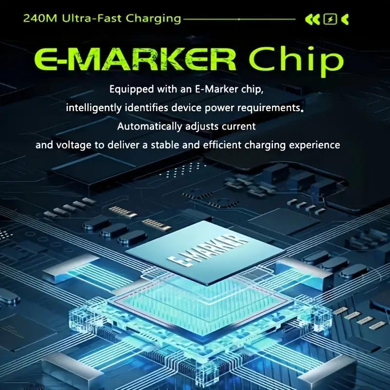 240W Fast Charging Cable, Mobile Data Cable, Smart Quick Charge, High-Power Fast Charging, Super Fast Charge, Compatible with Apple Type-C Charging Smartphone Cellphone