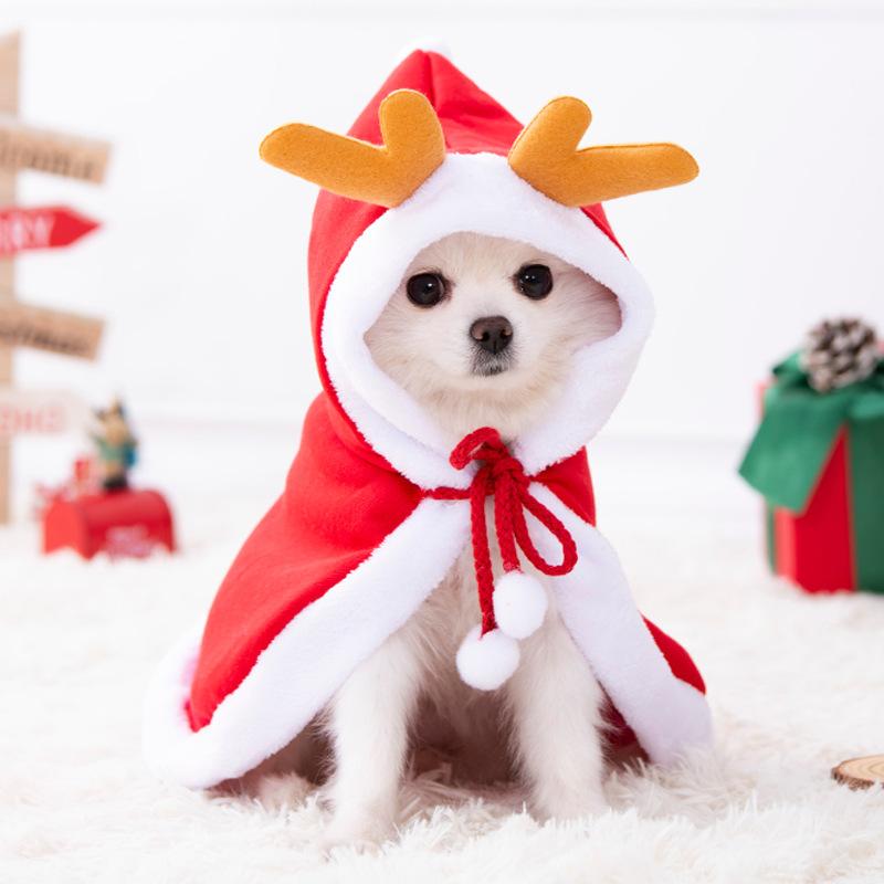 Cat Christmas Cape Reindeer Cloak Autumn Winter Warm New Year Pet Clothes Dog Shawl