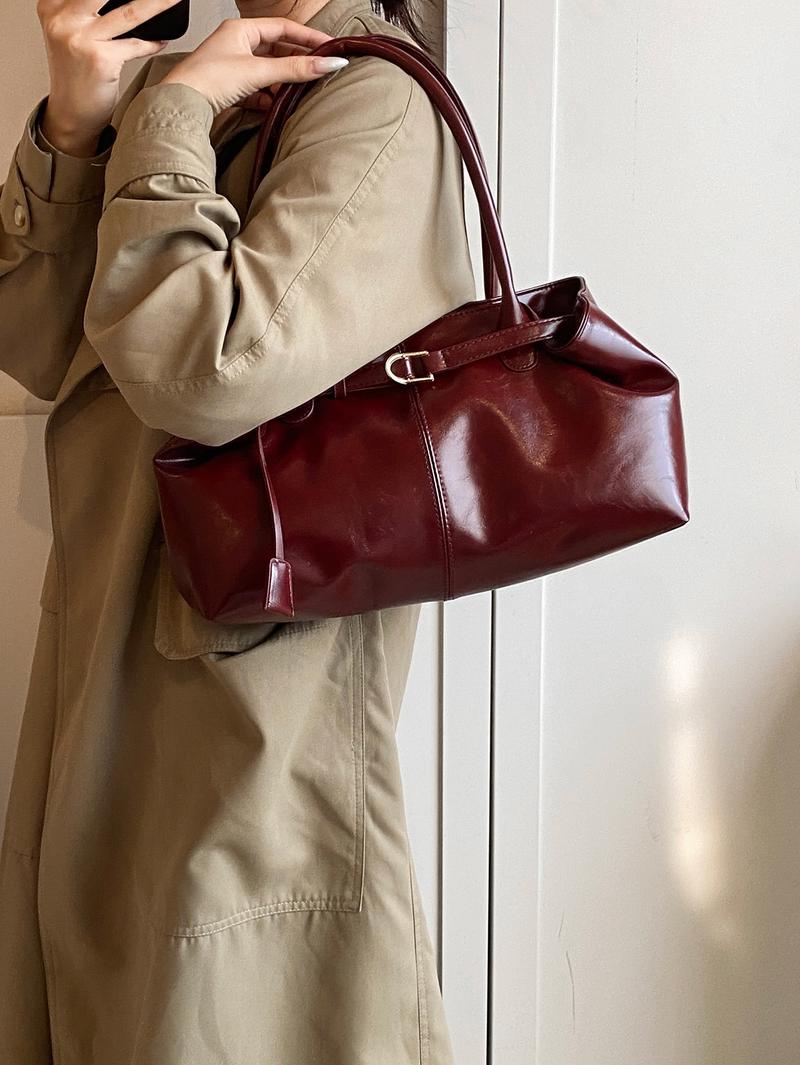 Elegant Vintage Bag, Large Capacity Shoulder Bag, Commuter Handbag, Daily Commuter Purse, Simple Versatile Daily Use for Women, All Seasons