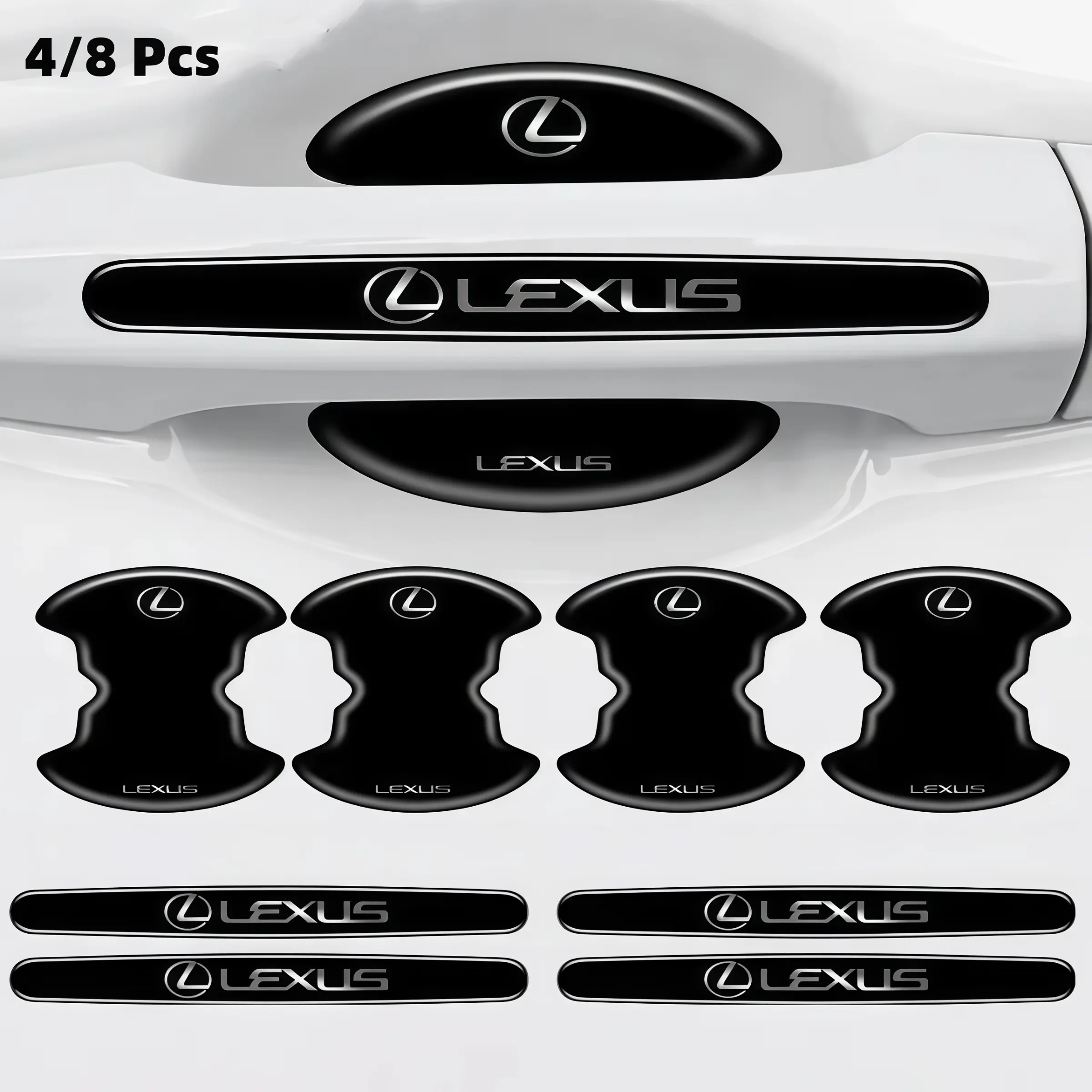 4/8pcs Car Door Handle Bowl Anti-collision Protective Stickers For Lexus Fsport RX330 IS250 Ct200h ES300h RX350 IS300h NX300h RX  Auto Accessories Automotive Vehicle Accessory Vehicle Exterior Decoration Car Decorative Sticker Automobile Decals