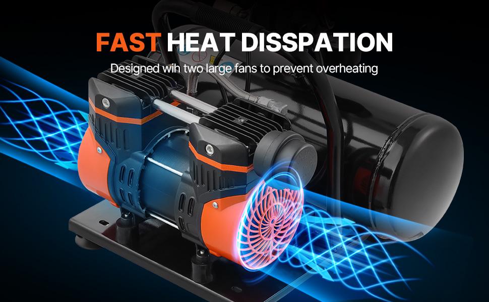 VEVOR Air Compressor, 2 Gallon Steel Tank, 1HP 2.1 CFM 8bar Oil Free Air Compressor Max. 120PSI Pressure, 81dB Ultra Quiet Portable Compressor, for Auto Repair, Tire Inflation, Spray Painting