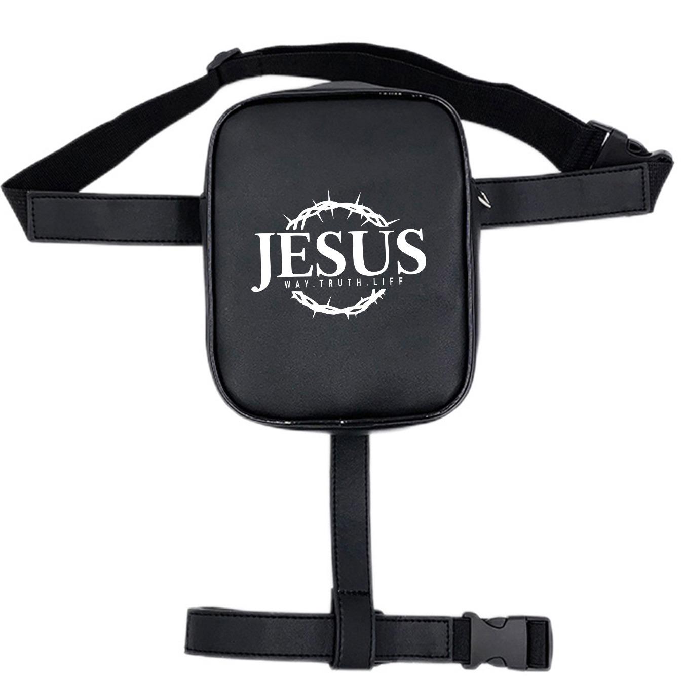 Jesus Thorn Crown Print Leg Bag, Adjustable Strap Motorcycle Crossbody Waist Pack, Multi-Scene Compatible Shoulder Bag