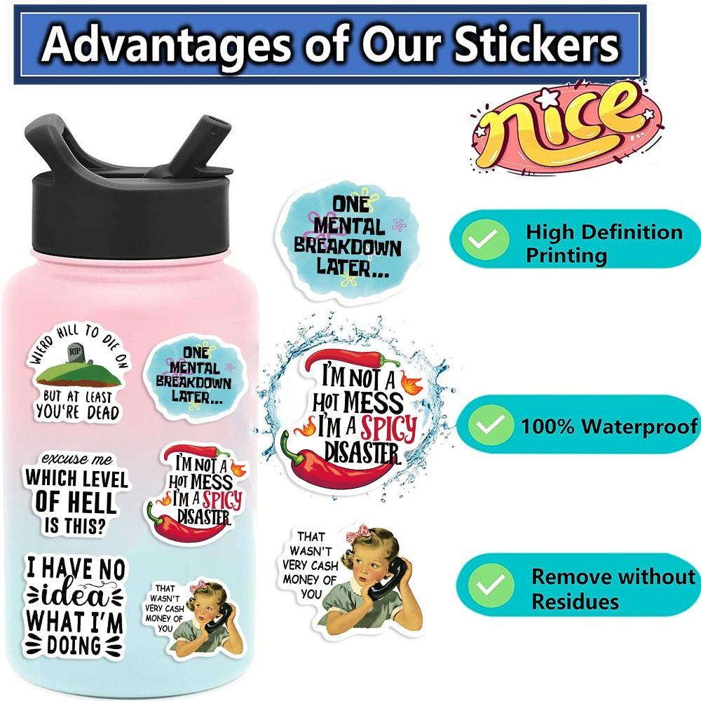 Funny Sarcastic Meme Stickers (50Pcs) - Cute Cartoon Waterproof Vinyl Decals, Ideal for Phone Cases, Skateboards, Guitars, Helmets & DIY Crafts, Great for Holiday & Birthday Gifts
