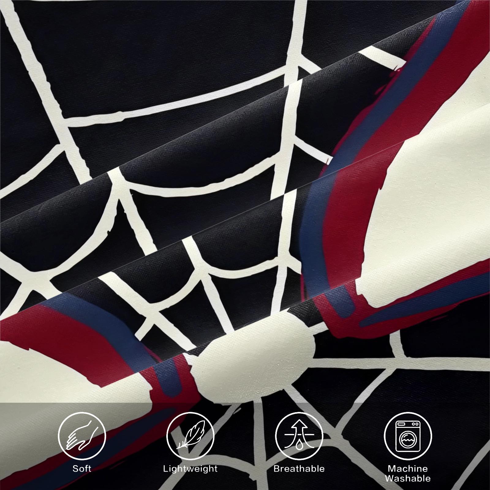 Spider web pattern printed bed sheet, Decorative Bedsheet Sets, warm and comfortable bedding, anti slip dust cover suitable for children's bedroom decoration, including 1 bed sheet and 2 pillowcases