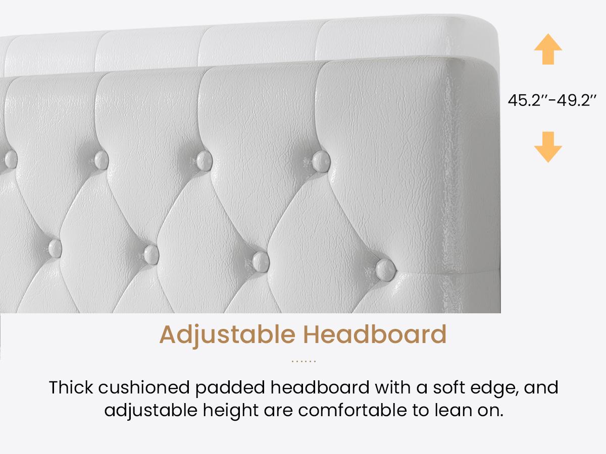 SHA CERLIN Upholstered Bed Frame with Button Tufted Headboard, 【Frame Only No Mattress】Faux Leather/Fabric Upholstered Bed Base, Platform Bed Full Queen King Size, Wooden Slat Support, No Box Spring Needed#ChristmasGifts#TikTokShopBlackFriday