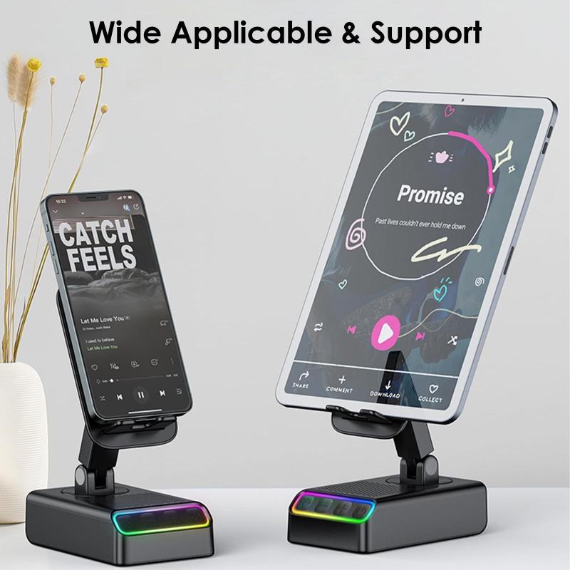Wireless Bluetooth-compatible Speaker Bt5.3, Multifunctional Desktop Speaker, Five-In-One Phone Stand with LED Light, Compatible with iPhone & Android Phones, No Battery Included