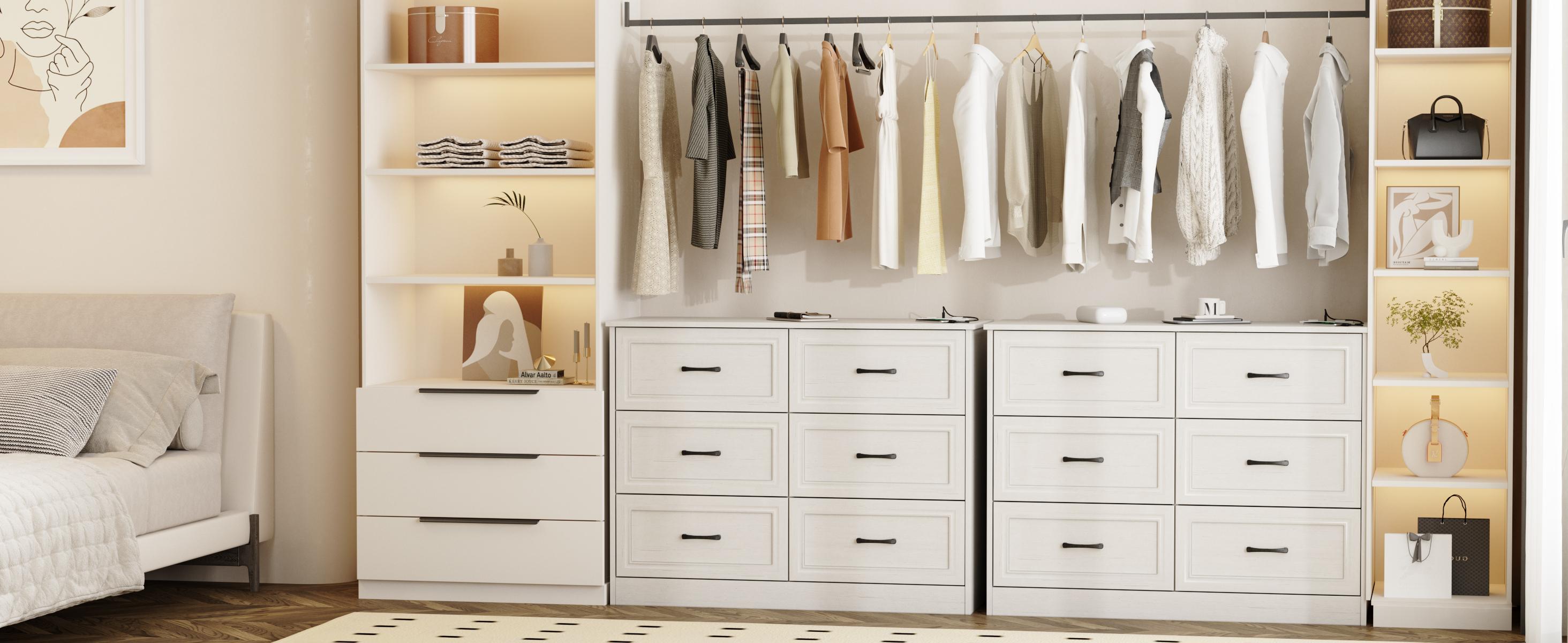 Vabches Dresser for Bedroom, 6/9 Drawer Wide Dresser Organizer with Charging Station, Tall Dresser for Hallway, Wood Dresser with Metal Handles Vabches Dresser for Bedroom, 6/9 Drawer Wide Dresser Organizer with Charging Station, Tall Dresser for Hallway, Wood Dresser with Metal Handles