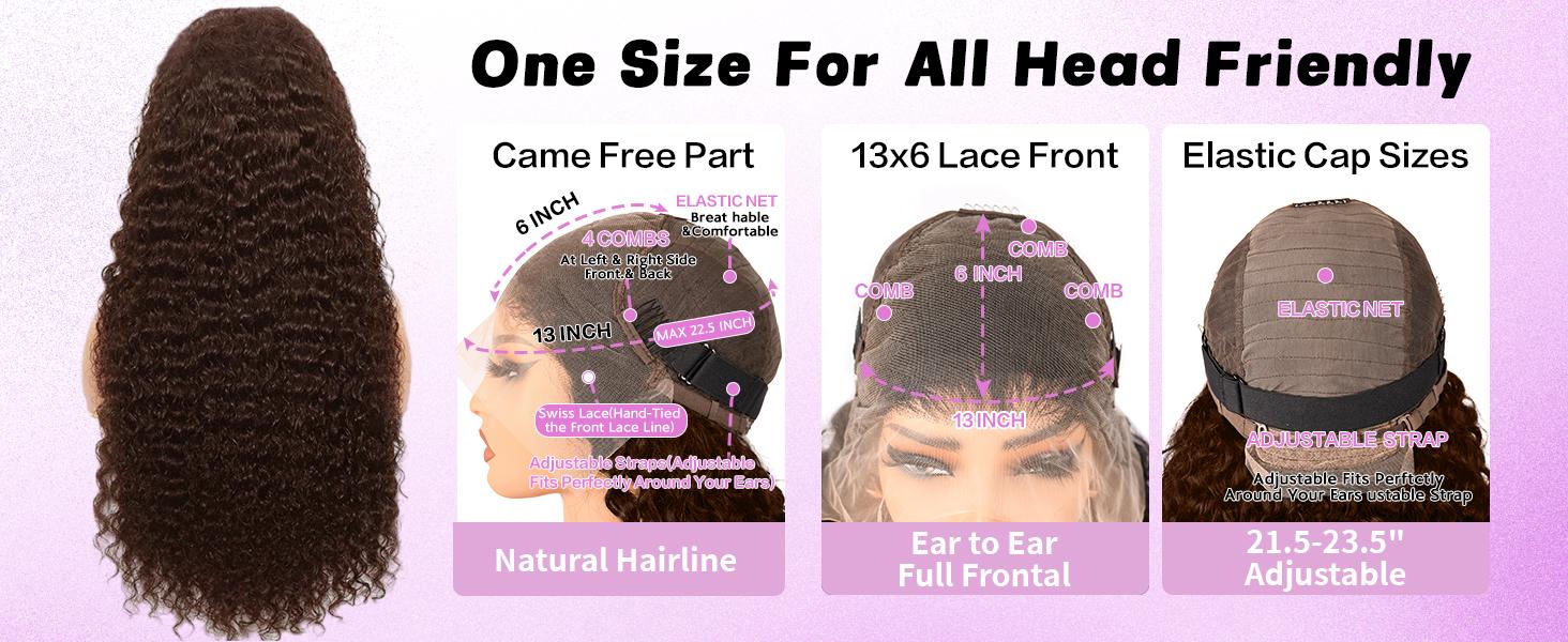 2026 TikTok Shop Deal Chocolate Brown Deep Wave Lace Front Wigs Human Hair 180 Density 13x6 HD Lace Frontal Wigs Curly Human Hair Brown Glueless Wig For Women Pre Plucked with Natural Hairline Valentine's Day Gift