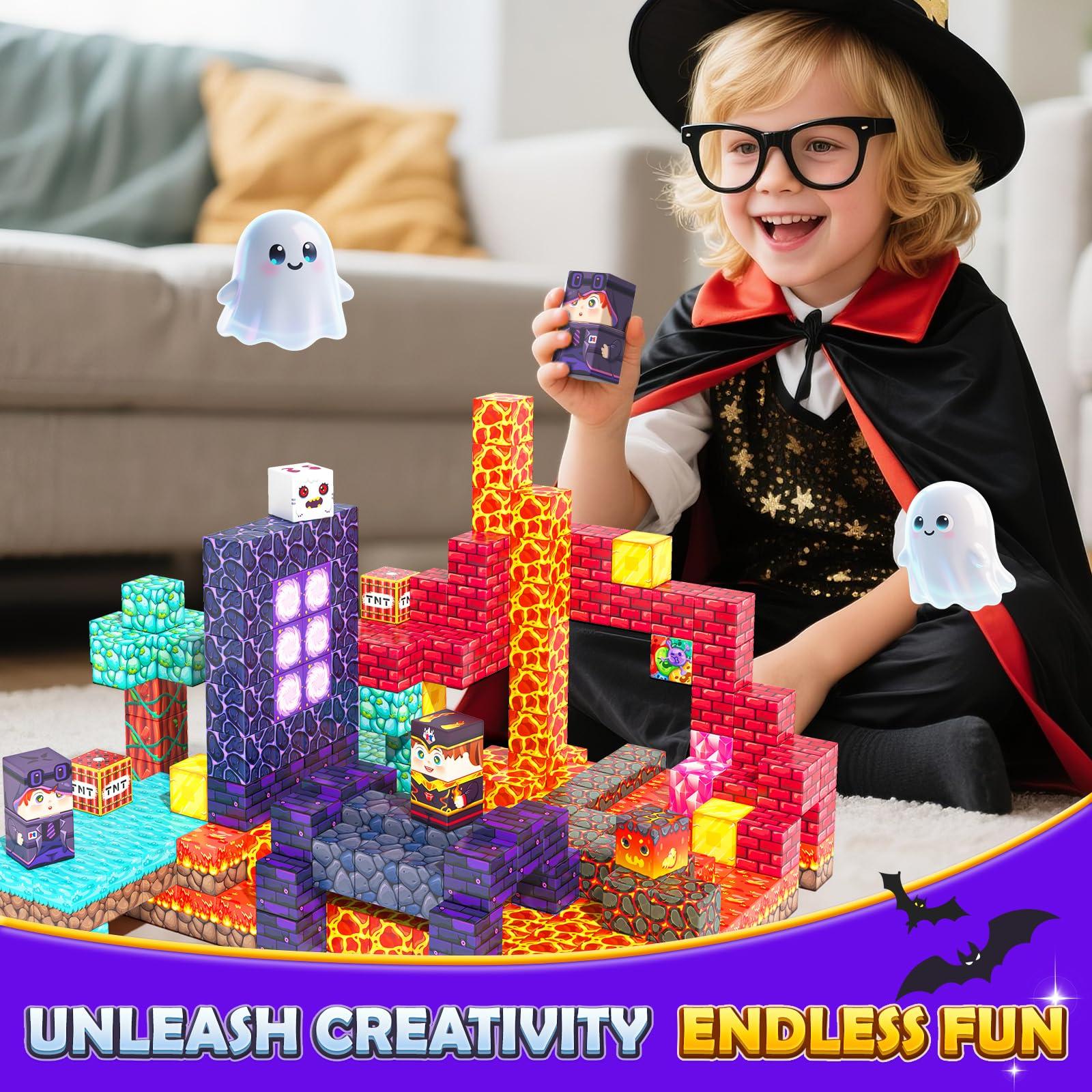 Magnetic Building Blocks-150PCS with Drawstring Bag STEM Montessori Children Sensory Toys Build Mine Magnet World Gift Set