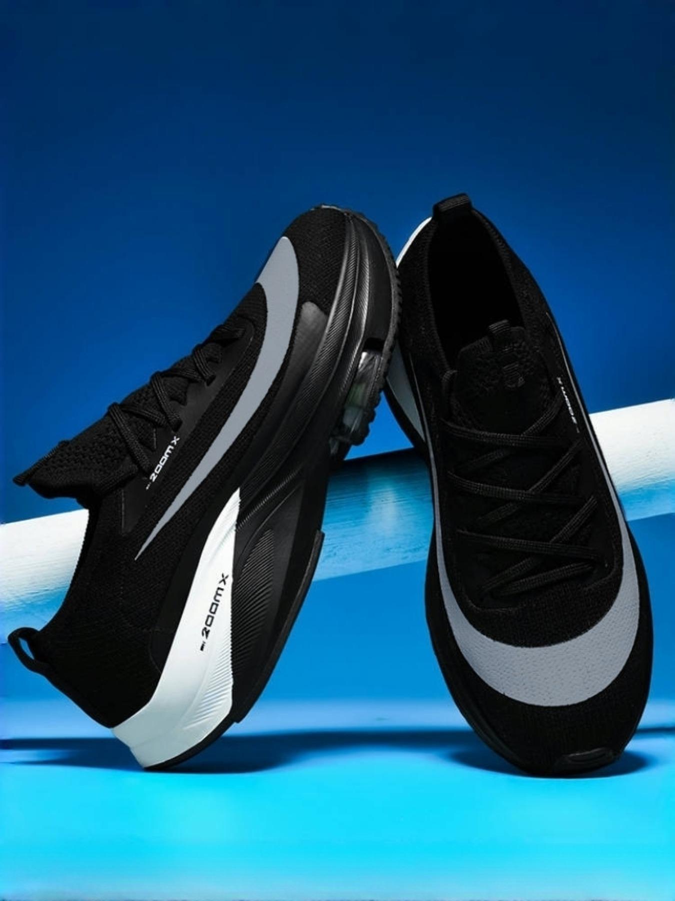 Men's Letter & Striped Print Lace Up, Casual Sporty Breathable Comfortable Running Shoes, Workout Sneakers, athletic running shoes, Non-slip Sneakers for Daily Wear