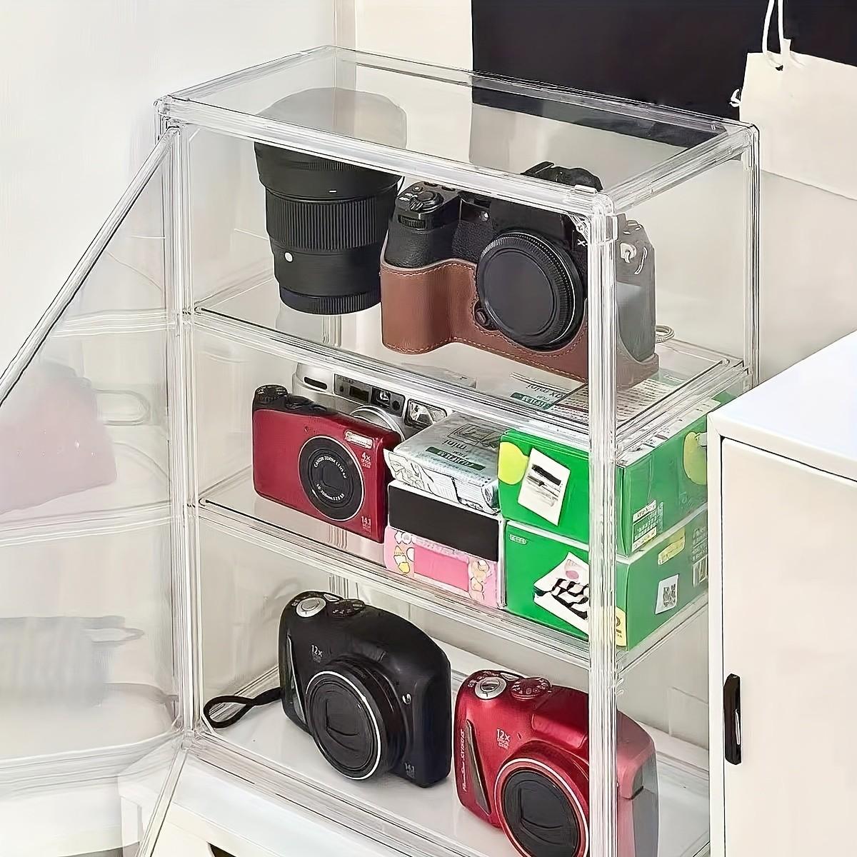 Portable Display Cabinet Organizer with Snap-On Lid, Transparent Acrylic Storage Box for Cosmetics, Toys, Jewelry, Collectibles