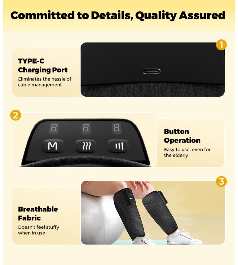 CINCOM Wireless Leg Massager with Heating, Calf Airbags, Multiple Modes, and Intensity Levels for Optimal Relaxation – A Thoughtful Gift for Any Occasion