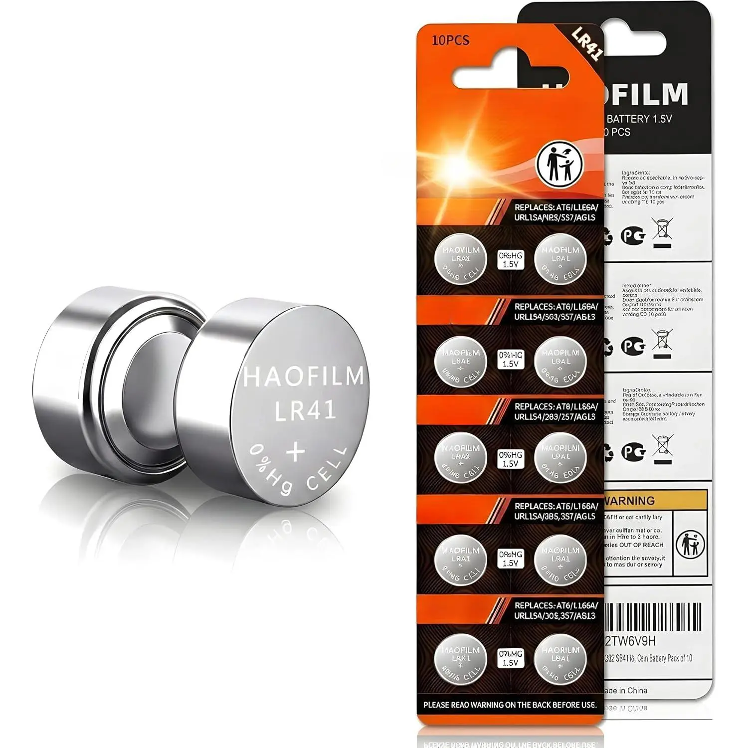 10-Pack LR41 Button Batteries, AG3 392 384 SR41 1.5V Cell Battery