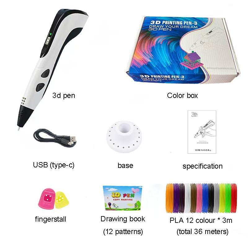 3D Printing Pen Kit, Includes Pla Filament Spool & A/c Adapter, Ergonomic Design, Easy Operation, Ideal for Kids Ages 6+ Education