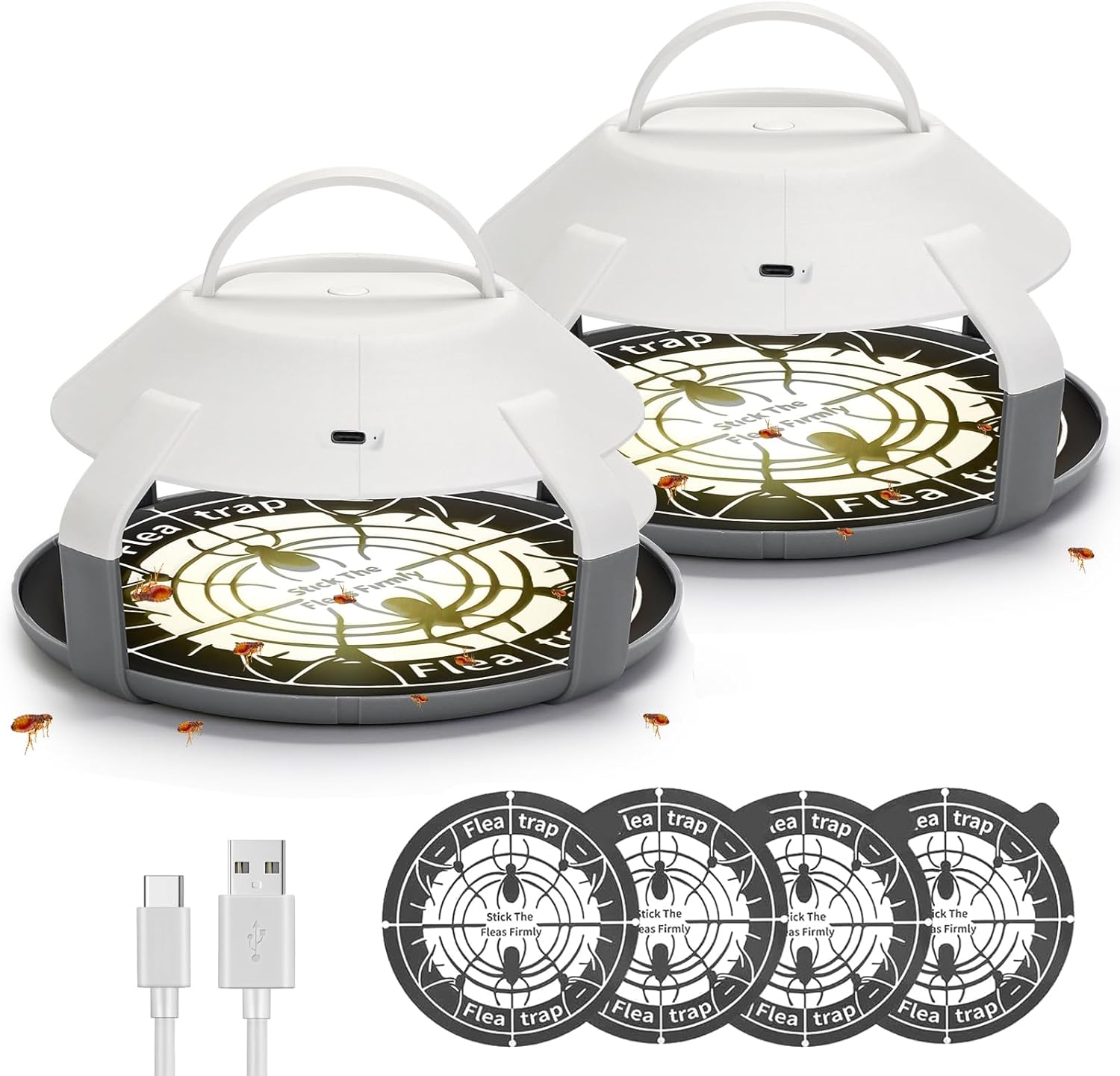 2-Pcs type-C charging bug trap, fly catcher, pet LED camping bug light trap, suitable for indoor and outdoor use effective indoor ant control nontoxic  pest  control