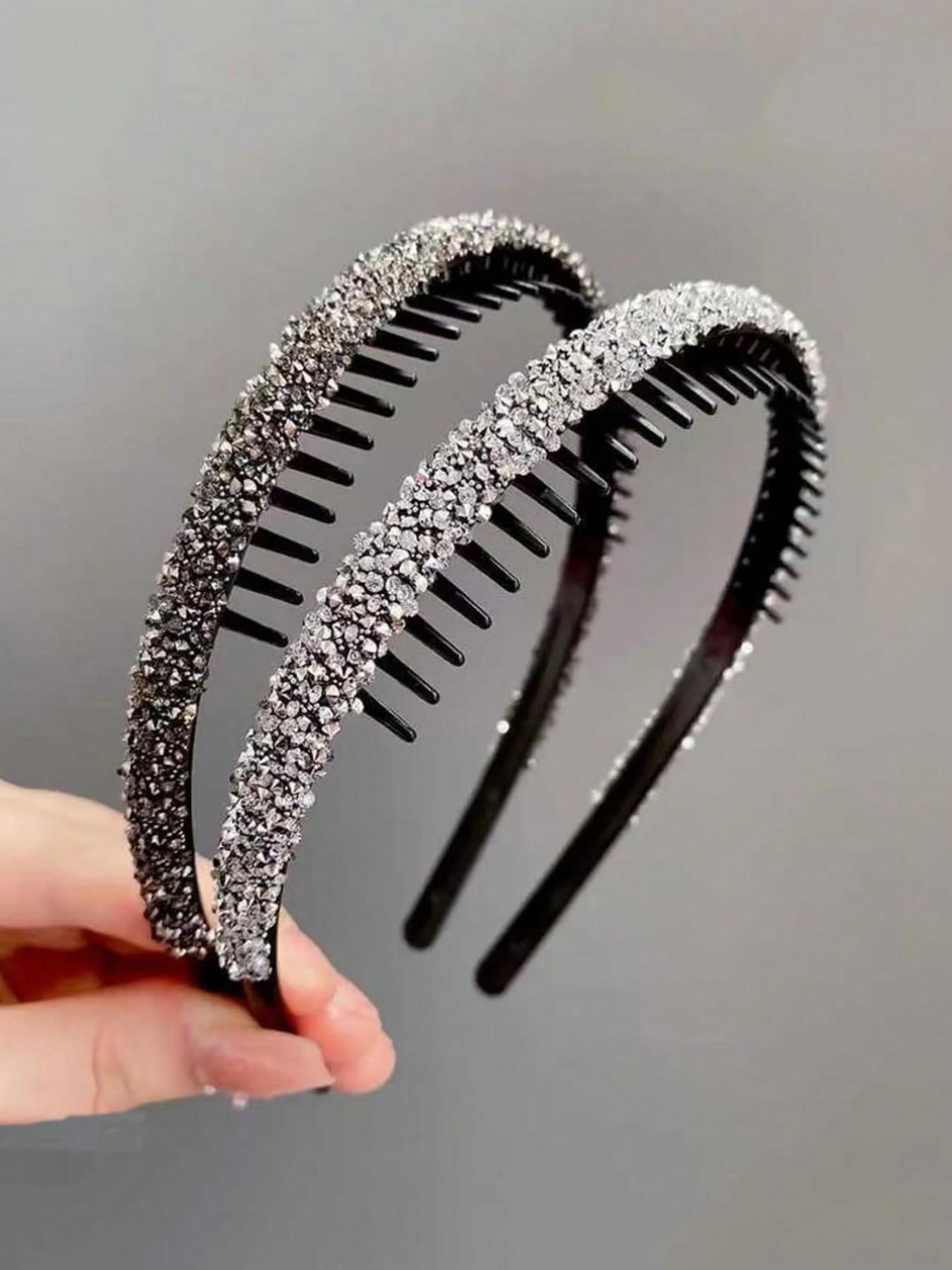 4pcs Women's Versatile Colorful Crystal Rhinestone Hair Hoops, Simple Anti-Slip Hair Accessories For Daily Use, Suitable For Washing Face, Makeup, And Travel Headbands ,Hairband For Women Headband Set