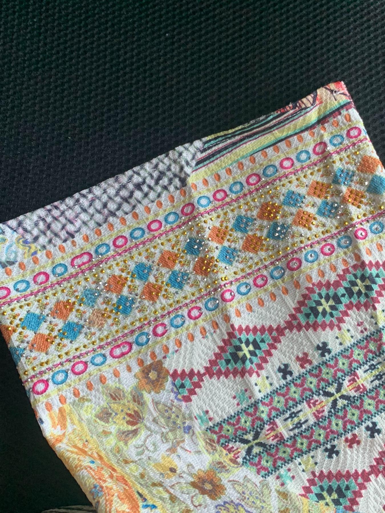 Middle Eastern Ramadan Women's Multi-Color Patchwork Paisley Rhinestone Long Robe, Dubai Style Festival Evening Gown Kaftan Abaya Dress