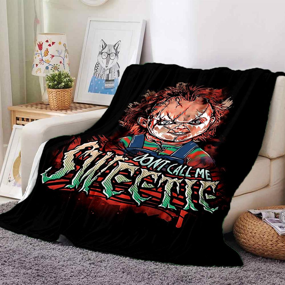 Chucky Quote Horror Graffiti All-Season Lightweight Anti-Pilling Urban Grit Fleece Throw Blanket - Child’s Play "Don’t Call Me Sweetie" Print, Multi-Size Plush Portable Sofa Nap Cover, Horror Movie Fan Gift