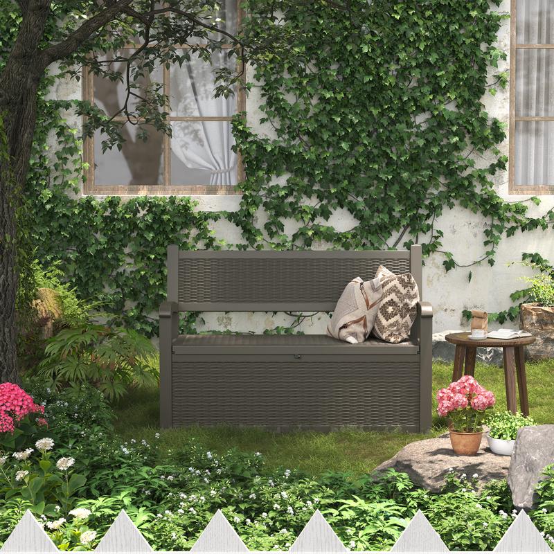 Outdoor Storage Bench, 70-Gallon Resin Deck Box with Seat, 500lb Weight Capacity, Multi-Functional Garden Bench for Patio, Poolside & Entryway, Black & Grey-Christmas Gifts. Outdoor Storage Bench, 70-Gallon Resin Deck Box with Seat, 500lb Weight Capacity, Multi-Functional Garden Bench for Patio, Poolside & Entryway, Black & Grey-Christmas Gifts.
