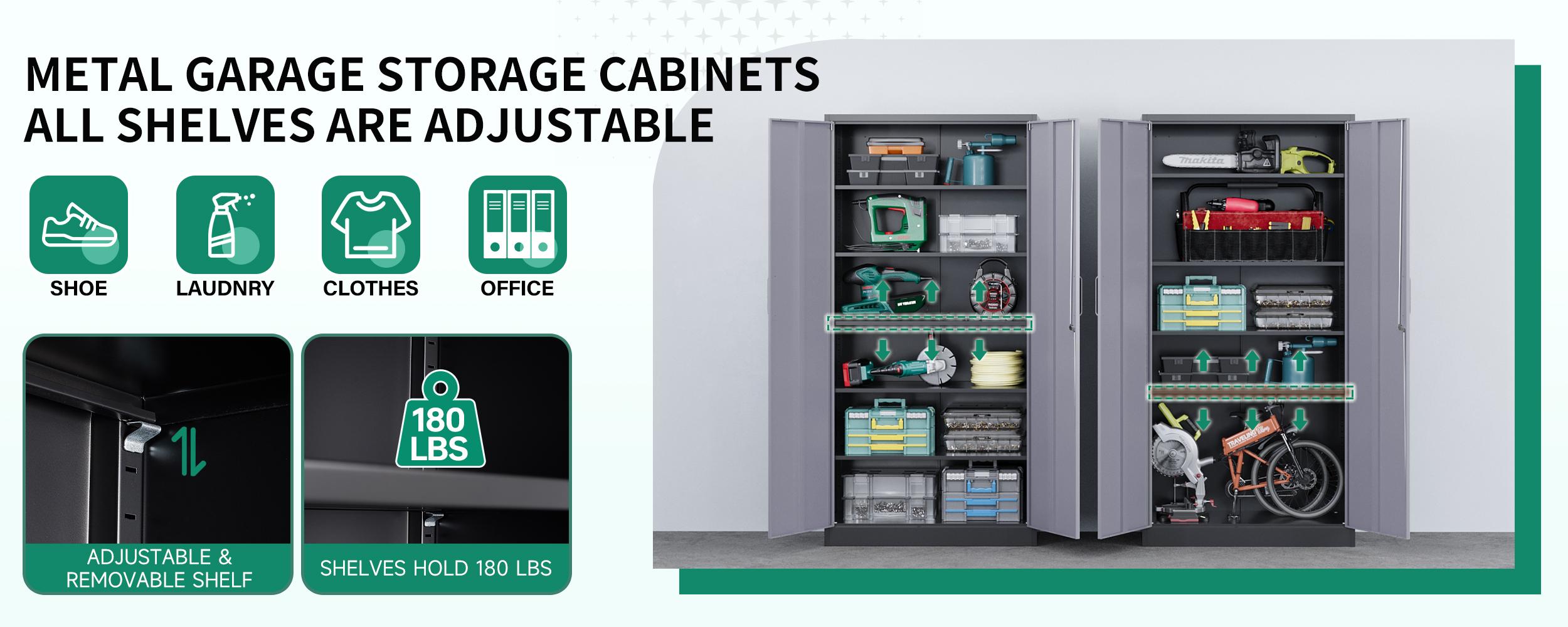 Letaya Metal Storage Cabinet with Lock Door and 5 Shelves, Steel Garage Tool Cabinet for Home Office Utility Room 72" H X 36" W X18 D Letaya Metal Storage Cabinet with Lock Door and 5 Shelves, Steel Garage Tool Cabinet for Home Office Utility Room 72" H X 36" W X18 D