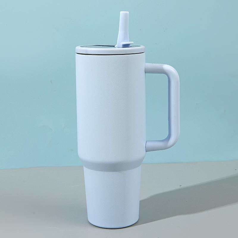 1pc 40oz Stainless Steel Insulated Tumbler with Handle, Leakproof Insulated Tumbler, Vacuum Mug with Lid and Straw, Double Wall Thermal Cup Keep Hot 12H/Cold 24H, Travel Coffee Tumbler for Car, Office, Gym, Great Gift for Women, Men, Friends