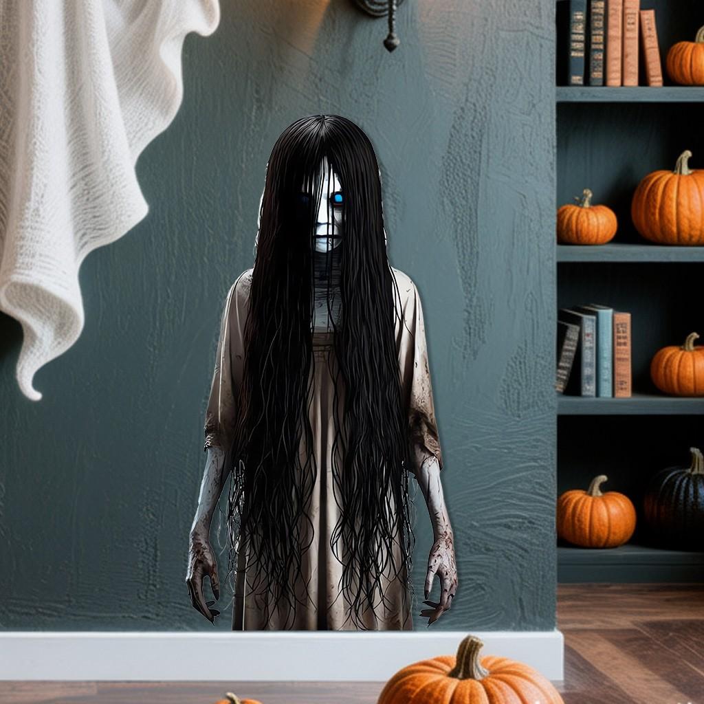 Halloween Horror Window Break Decor Sticker, Self-Adhesive Removable PVC, Room Wall Home Decoration, Halloween Party Stickers