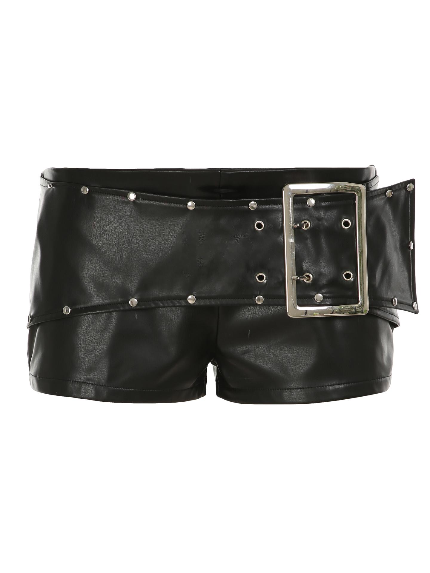 Women's Faux Leather Shorts, Fitted Fashion Shorts, Low Waist Slim Fit Sexy Street Style Party Fashion, Summer Casual Wear, Comfortable and Stylish Design