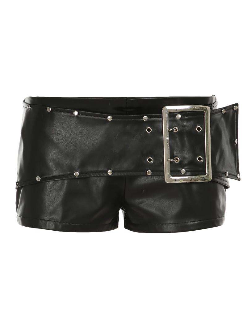 Women's Faux Leather Shorts, Low Waist Slim Fit Sexy Street Style Party Fashion, Summer Casual Wear, Comfortable and Stylish Design, Casual Skinny Shorts