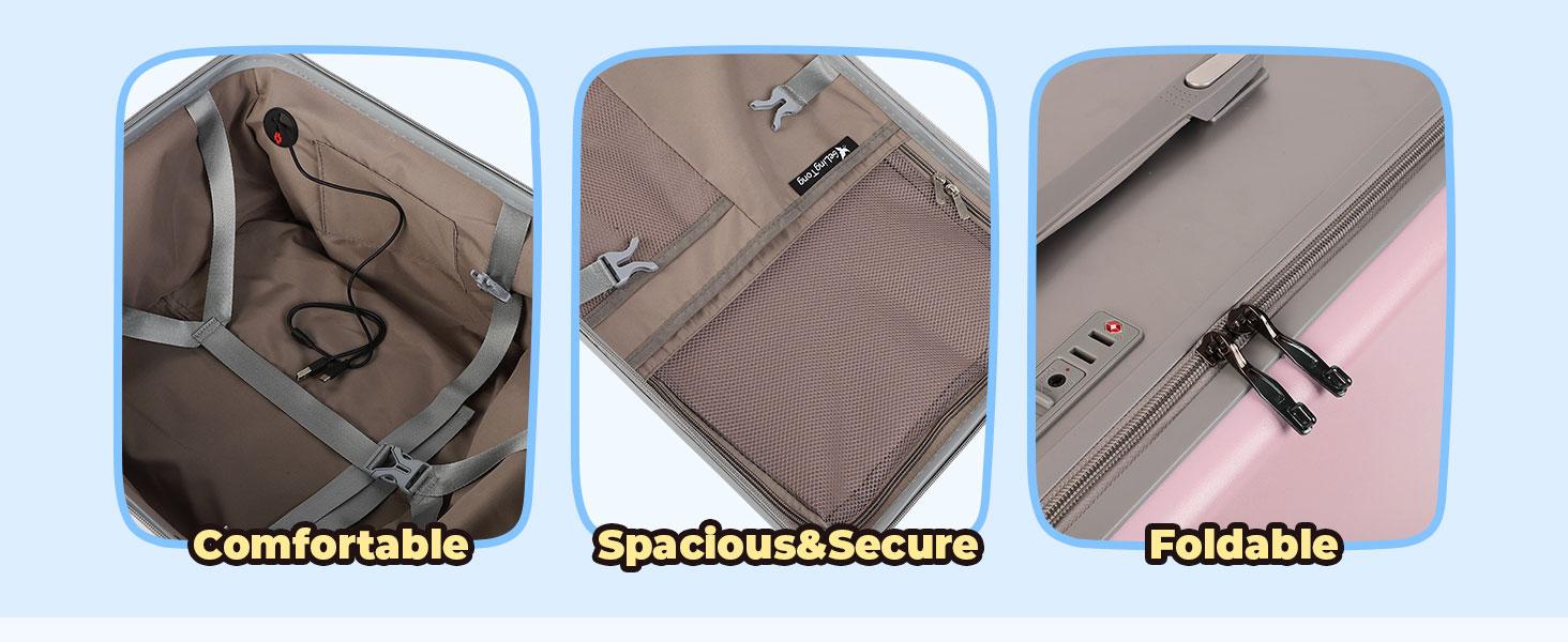 Ride-On Portability Suitcase,Carry on Luggage with Wheels,Portable Storage Luggage,Rolling Travel Luggage With Kids Seat for Airplane,2-in-1 Case（Pink/Blue/Black）