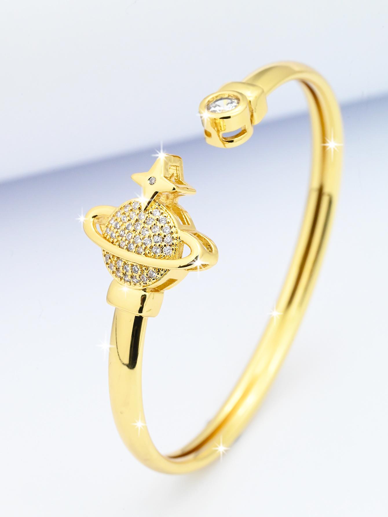 Cross-border fashion planet zircon open bracelet, adjustable, minimalist and high-end, elegant and versatile wristband
