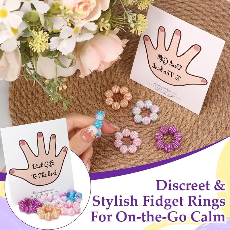 5Pcs sensory spike ring -. Adjustable ring, multi-color and gradual change. Suitable for adults, finger massager. Different touch spike beads decompress rings, available in home, outdoor, school, office, travel and other scenes - various holiday