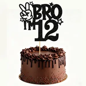 1 PC Brother I'm 4-18 Cake Topper Glitter Star Happy 4-18th Birthday Cake Pick Bro I'm 4-18 Cake Decoration It's My 4-18th Birthday Decorations for Boys Cheers to 4-18 Years Old Birthday Party Supplies