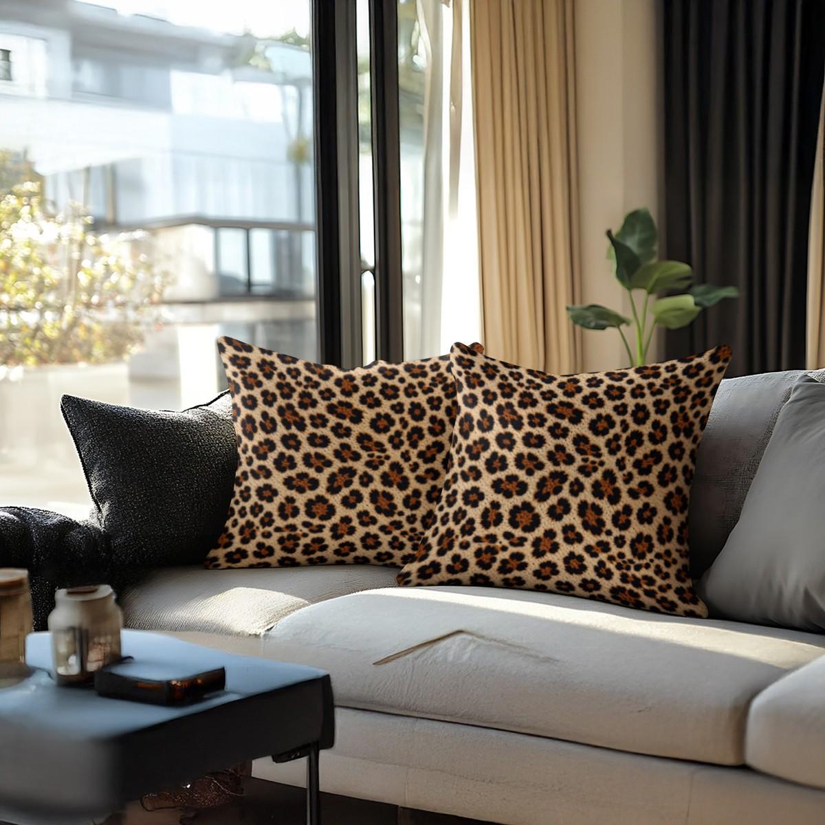 Leopard Print Throw Pillow, Vintage Luxury Decorative Pillow, Soft Square Cushion, with Zipper Closure, Perfect for Sofa, Living Room and Bedroom Decoration, Ideal Gift for Fashionable Young Women