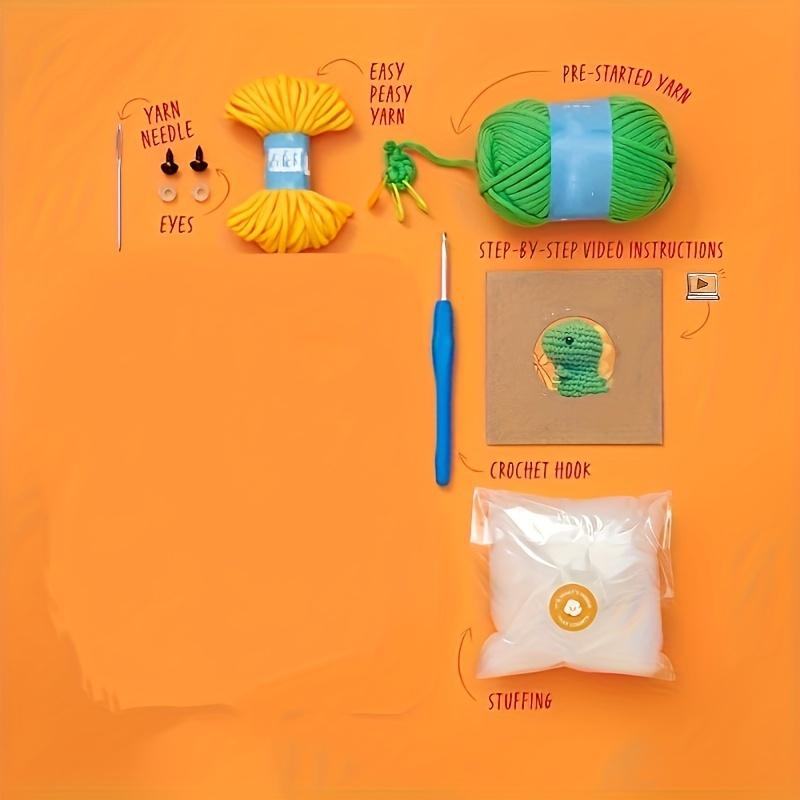 Beginner-Friendly Crochet Kit, DIY Amigurumi Rabbit Dinosaur Penguin Fox Chicken Plush Toys, Complete Tools & Yarn Set, Perfect Craft Gift, Crochet Gifts