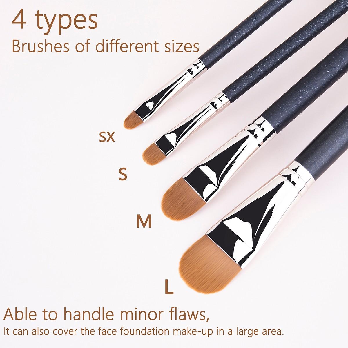 4pcs Ultra-Thin Foundation Concealer Makeup Brush, Professional Liquid Foundation Cream Tool, Precision Application for Flawless Finish