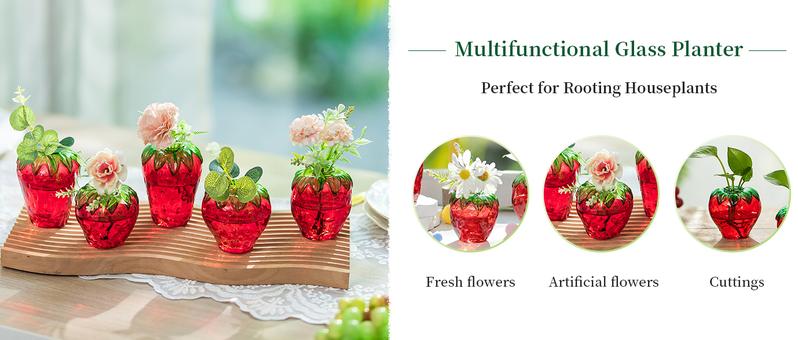 Cute Strawberry Vase for Flowers: Unique Plant Propagation for Home Kitchen Bathroom Office Housewarming Valentine's gift Galentine Party Centerpieces
