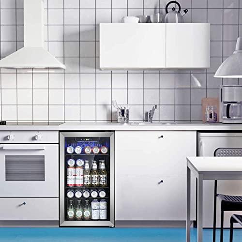 Antarctic Star Beverage Refrigerator Cooler 0.64-4.5Cu.ft 24-145 Can Wine Cooler Cabinet Mini Wine Cellar Beer Soda Clear Glass Door Bar Fridge Quiet Compressor Adjustable Temp Freestanding Indoor Use for Home Office Bar Freezer Box Durable