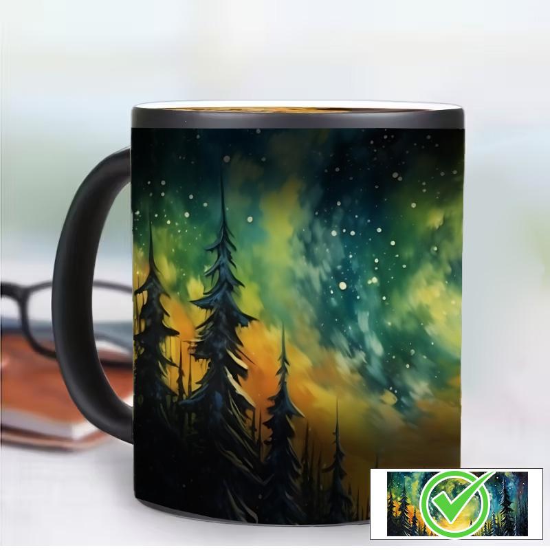 1pc Northern Lights Ceramic Coffee Mug - Color Changing Aurora Borealis Design for Hot and Cold Drinks Ceramic Mugs, Home, Office or Gift Use, Office Drinkware, Stylish Coffee Mugs | Vivid Pattern | Unique Color Changing Function, Best Gift