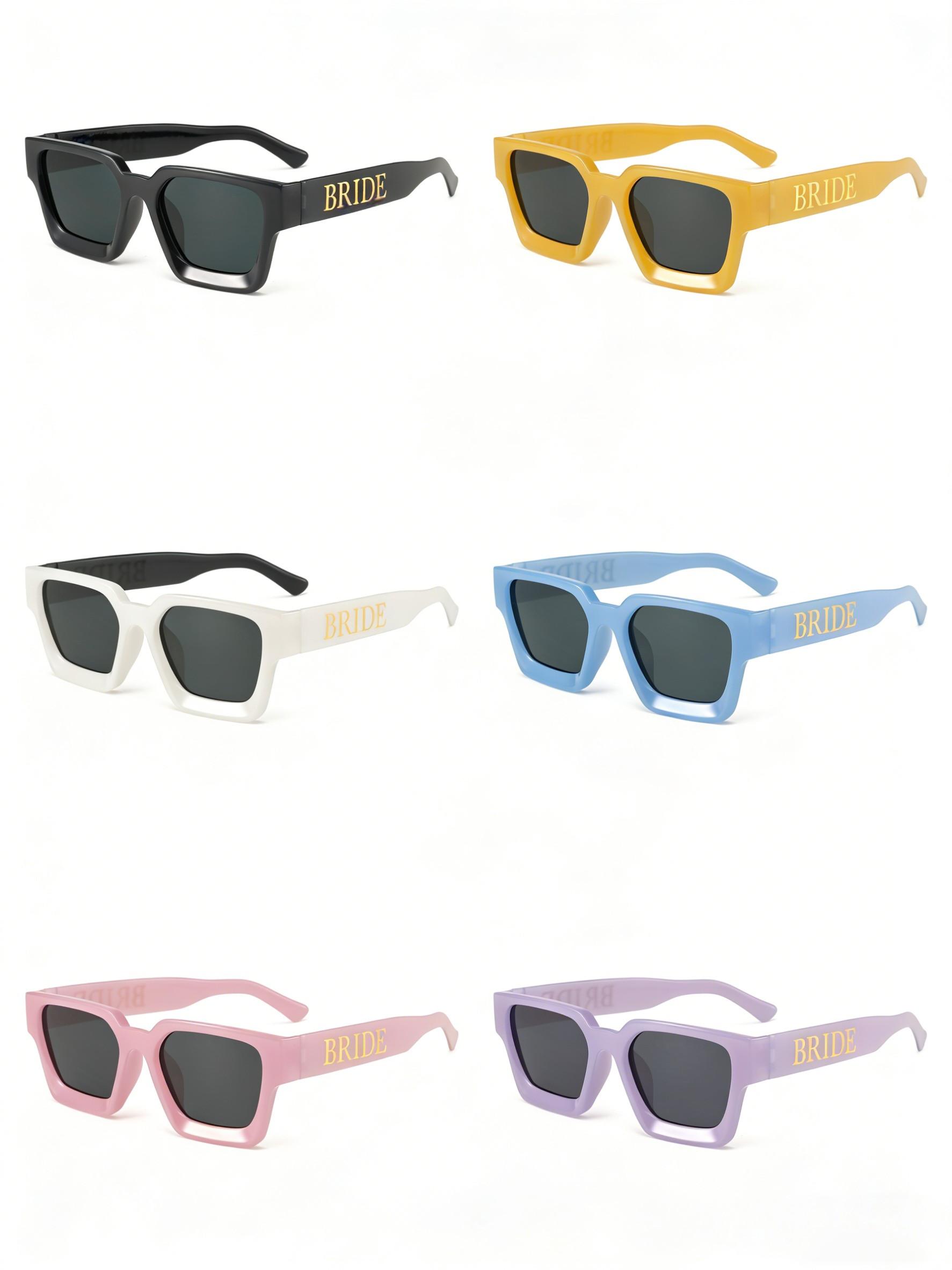 Women's Bride Sunglasses, Letter Design, Rectangular Small Frame, Multi-Color Options, Elegant Wedding Accessory, Party Style