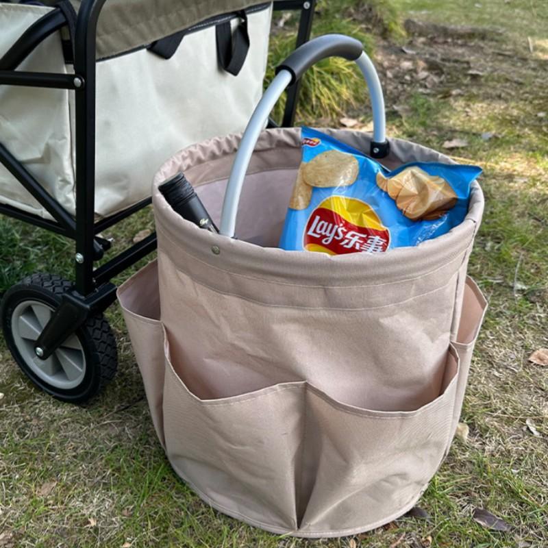 Foldable Multi-Functional Handheld Storage Basket, Outdoor Picnic Camping Tool Bucket, Waterproof Oxford Fabric Organizer