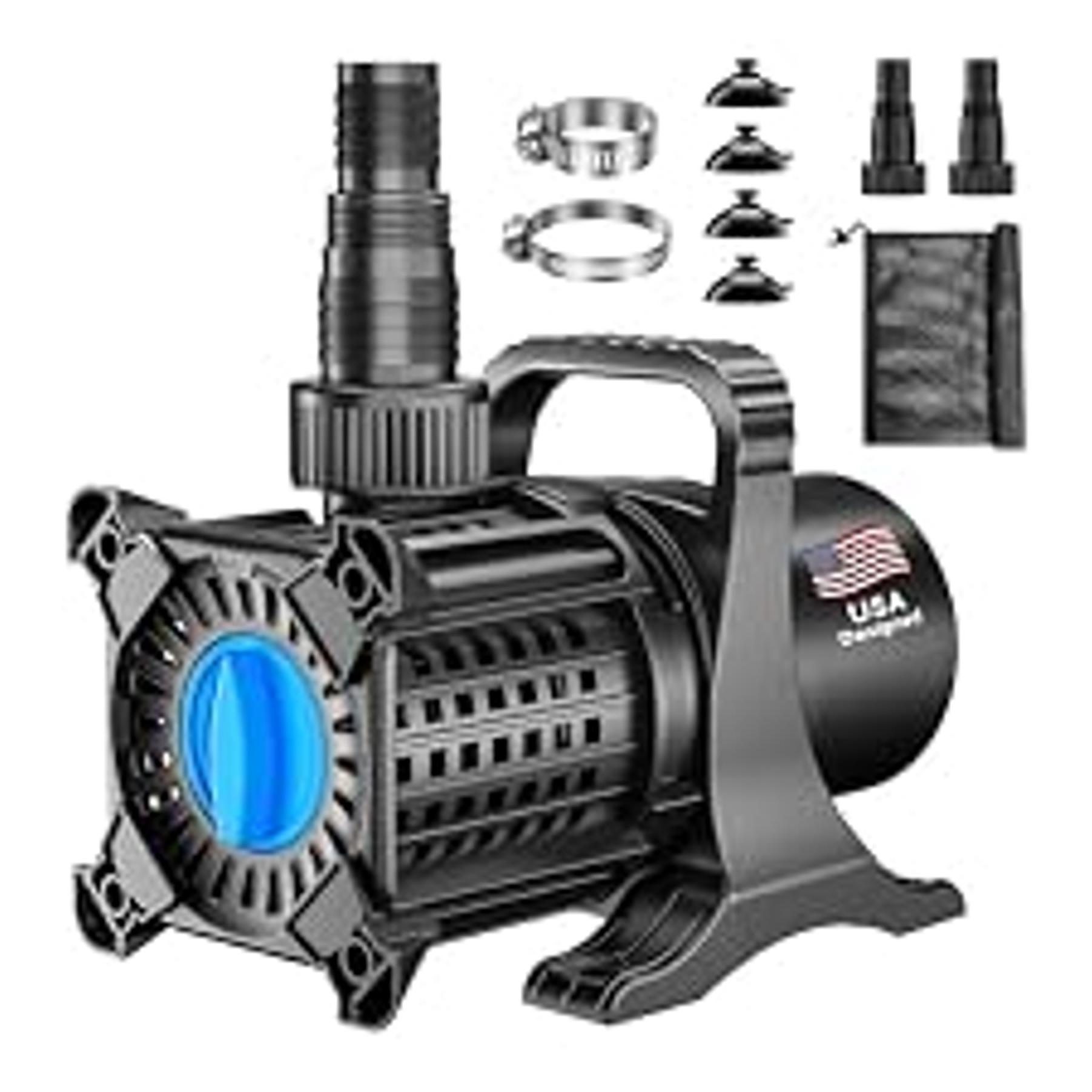Water Pond Pump Set - 850GPH Submersible Adjustable Fountain & Waterfall Pump, 46W Powerful Motor, 2 Installation Options with Filter Bag & 20.3ft Power Cord for Outdoor Pond Aquarium Water Pond Pump Set - 850GPH Submersible Adjustable Fountain & Waterfall Pump, 46W Powerful Motor, 2 Installation Options with Filter Bag & 20.3ft Power Cord for Outdoor Pond Aquarium