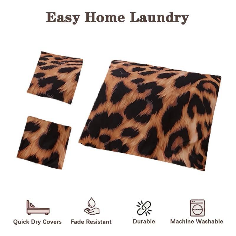 3pcs Leopard Print Bedding Set, Includes 1 Duvet Cover + 2 Pillowcases No insert, Soft and Comfortable, Perfect Gift for Bedroom Decor