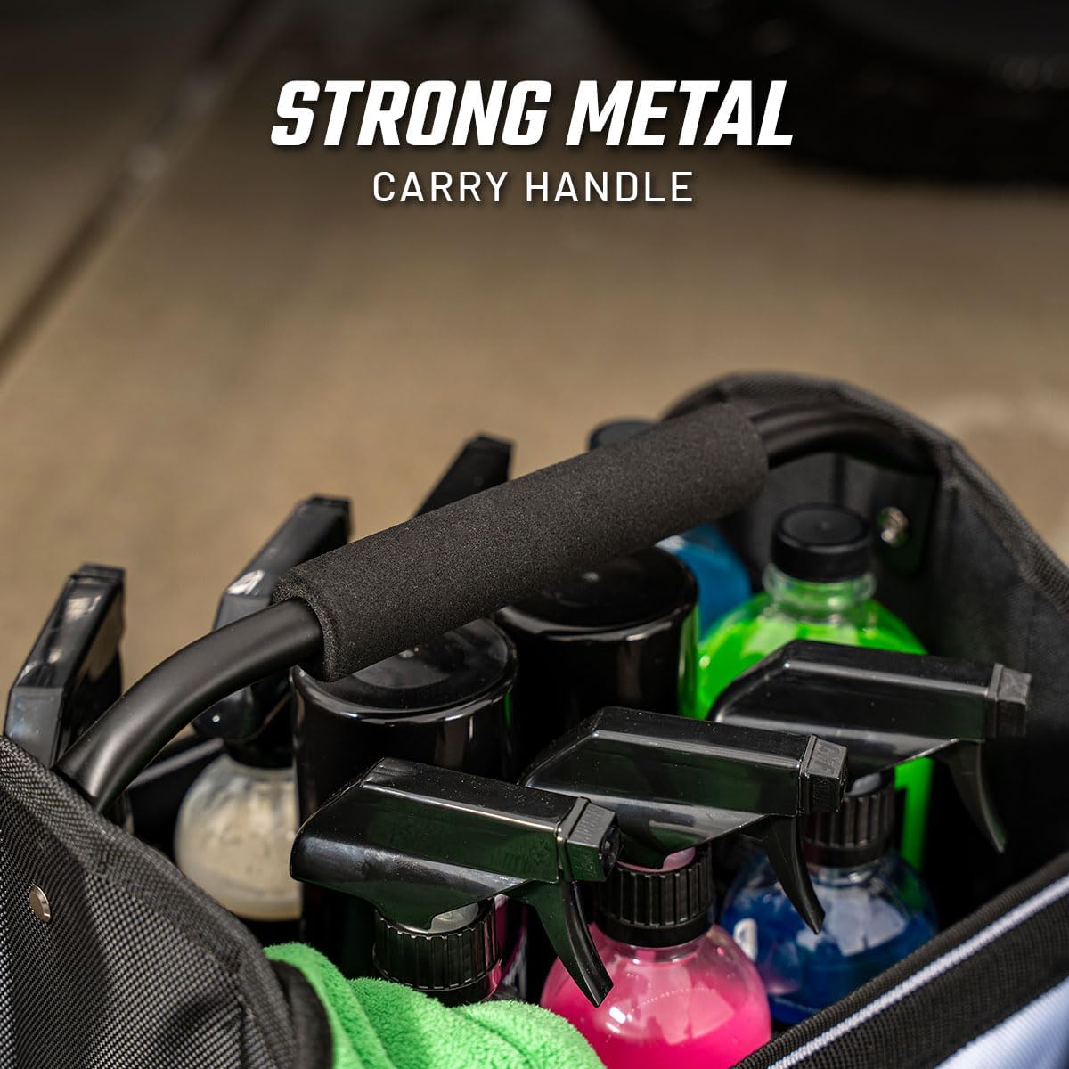 Mobile Detailing Storage  –  Wash Organizer Tote for Detailing Supplies, Tools & Cleaning  – Heavy-Duty Portable Storage with Carry Handle