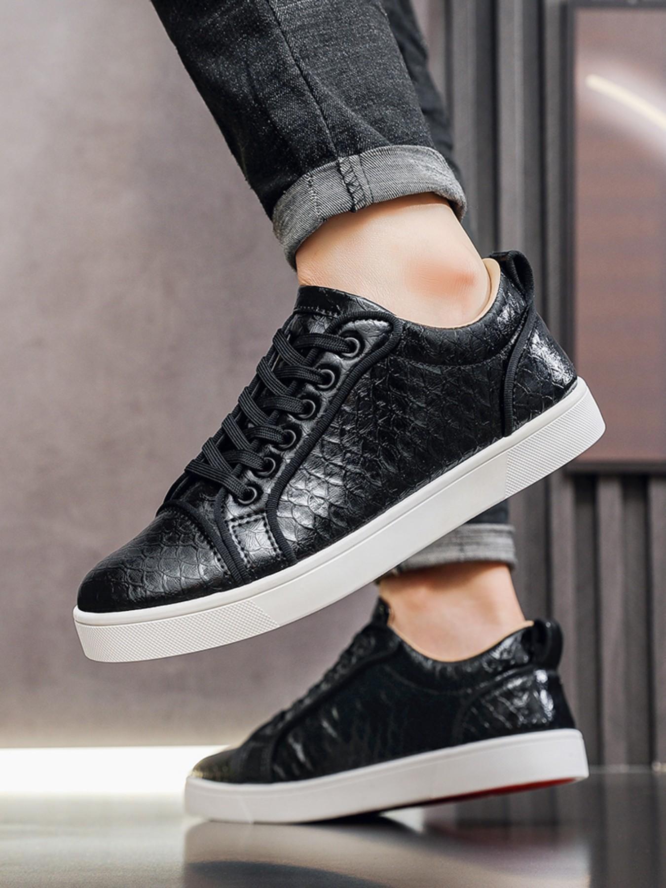 Men's Fashion Simple Style Shoes, Sole Scales Pattern Upper Design, Daily Wear Business Walking Shoes, Comfortable and Stylish