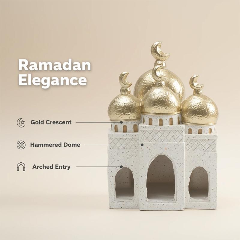 1pc Middle Eastern Style Castle Architecture Statue, Ramadan & Eid Festival Religious Decor for Home Mantel Display