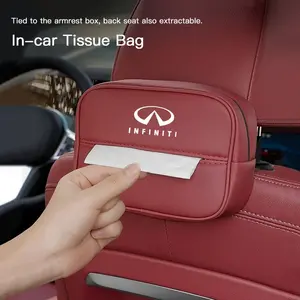 Car Tissue Box Holder Leather Car Armrest Napkin Case For Infiniti QX50 QX60 Q70L QX70 QX55 Q50 FX35 Q30 G37 JX35 G35 Q60 QX80 QX30 ESQ G25 G37 FX37 FX50 EX35 EX25 EX37 Car Storage Organizer