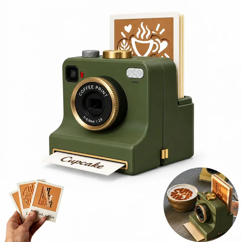 Manual Coffee Latte Art Camera, One-Button Printer, Ideal for Home ...